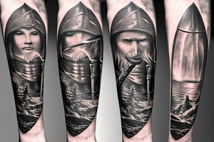 Medieval sword, tarsus, Bigfoot, moonlight tattoo idea