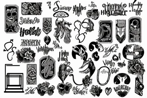 3 names holded by a paperclip tattoo idea