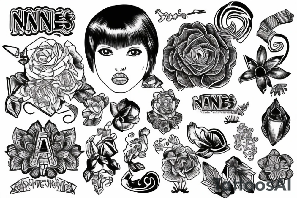 3 nanes holded by a paperclip tattoo idea