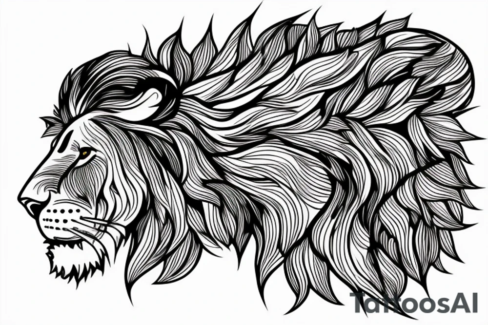 Lion, tree, mountain tattoo idea