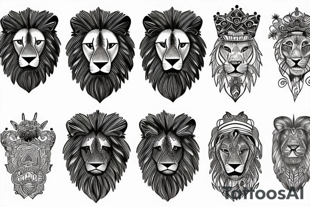 Lion, tree, mountain tattoo idea
