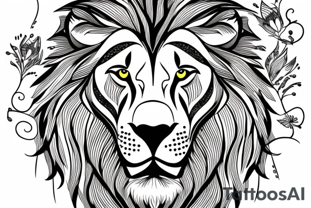 lion in wild tattoo idea