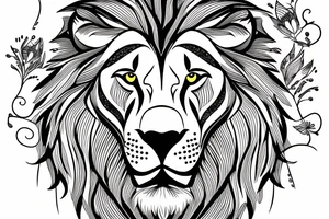 lion in wild tattoo idea
