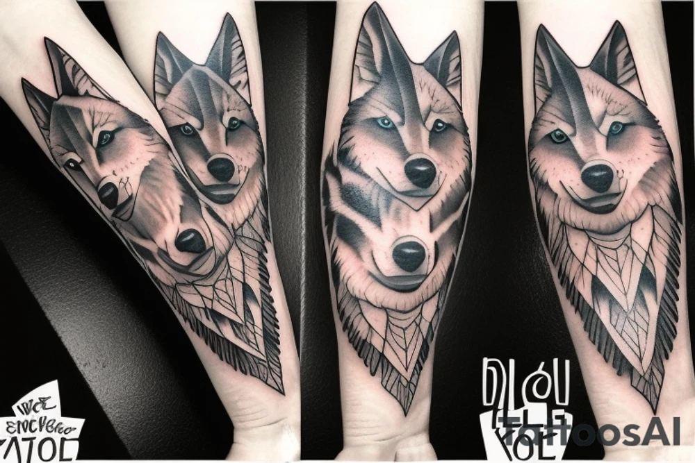 wolf theme based half sleeved tattoo tattoo idea
