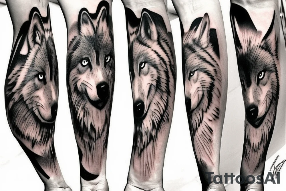 wolf theme based half sleeved tattoo tattoo idea