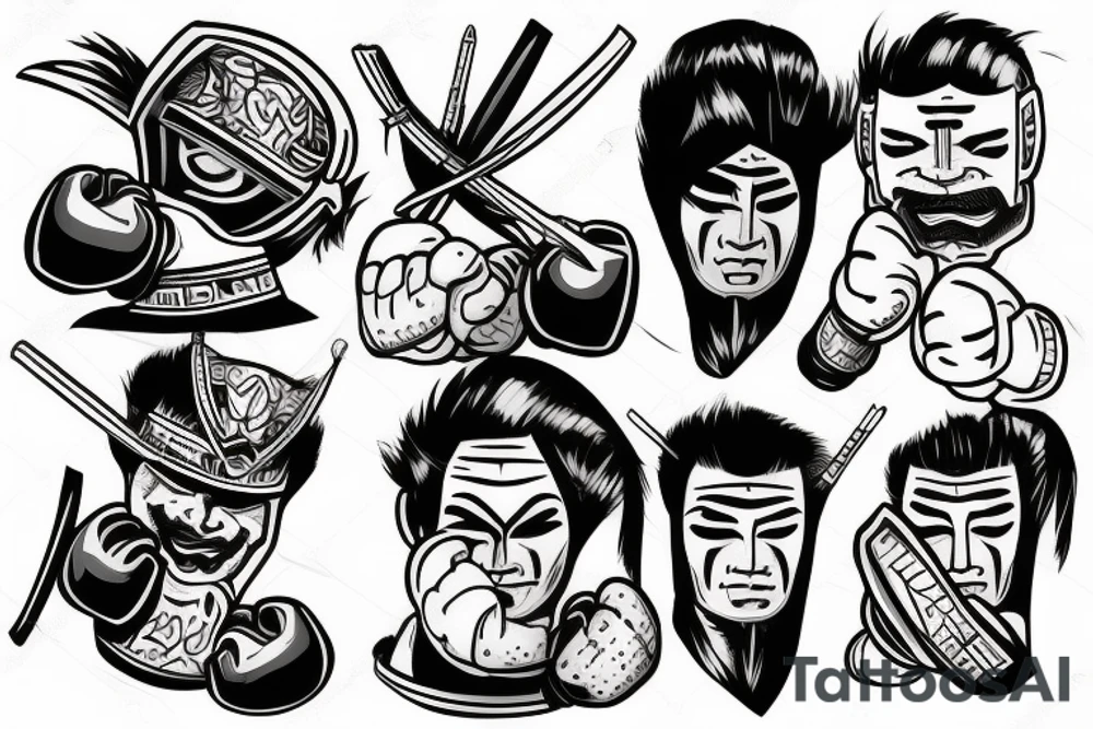 Samurai boxing tattoo idea
