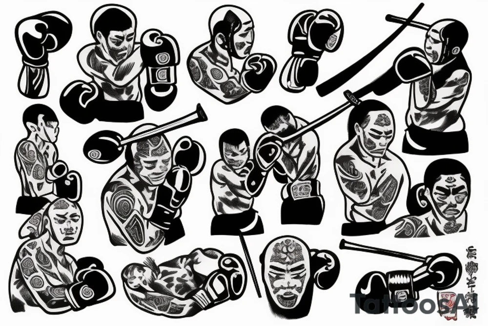 Samurai boxing tattoo idea
