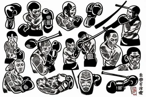 Samurai boxing tattoo idea