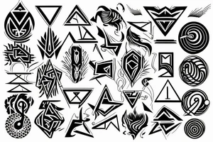 Aries geometric tattoo with fire tattoo idea