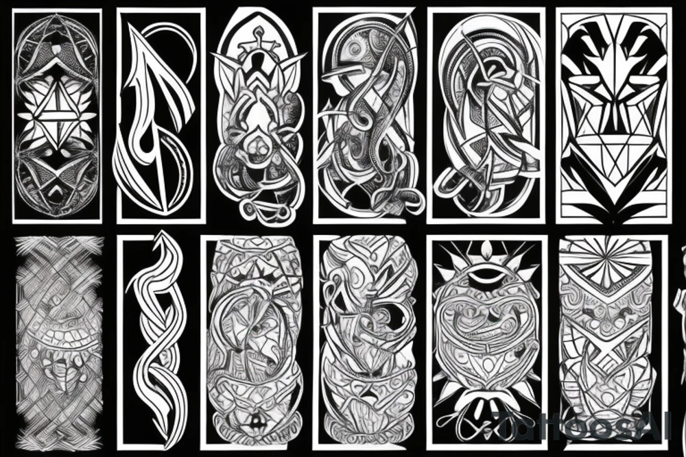 Aries geometric tattoo with fire tattoo idea