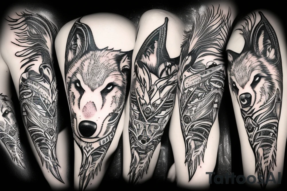 Dacian wolf around a dagger tattoo idea