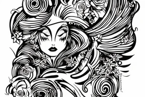 Il nome Eugénie scritto utilizzando simboli musicali su spartito tattoo idea