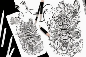 Eugénie scritto utilizzando simboli musicali su spartito tattoo idea