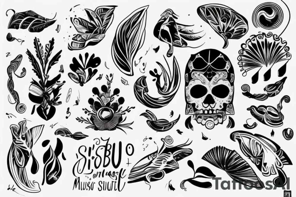 Eugénie scritto utilizzando simboli musicali su spartito tattoo idea