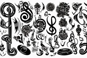 the inscription Eugénie made with musical symbols on the stave tattoo idea