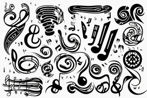 the inscription Eugénie made with musical symbols on the stave tattoo idea