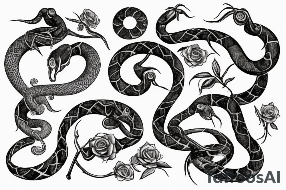 snake on rose tattoo idea