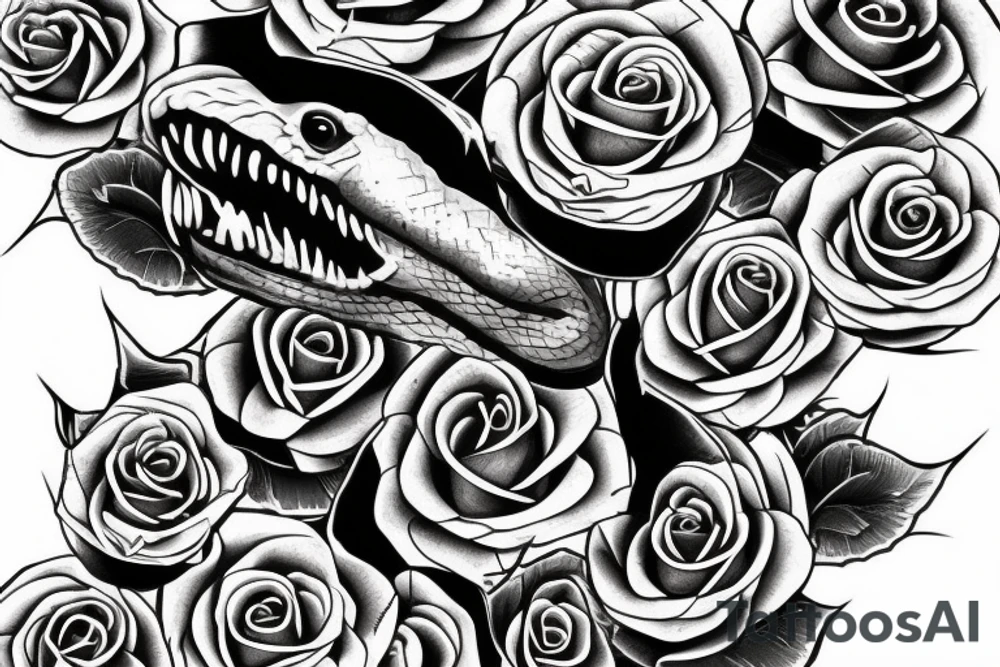 snake on rose tattoo idea