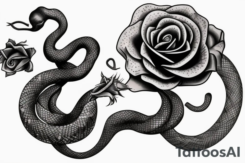 snake on rose tattoo idea