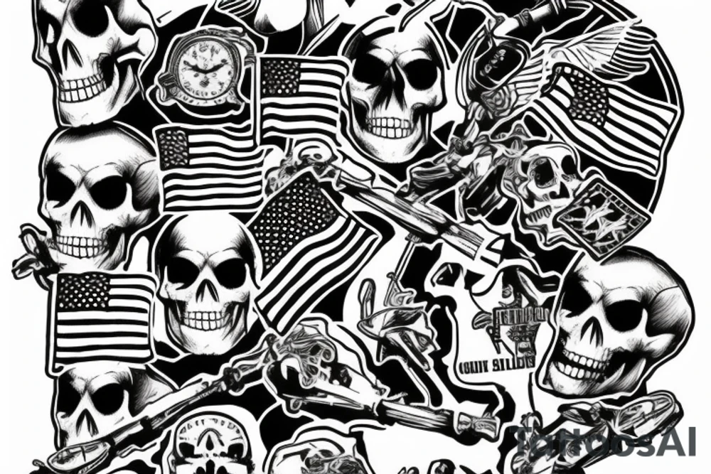 American flag with skeleton motor cross racer tattoo idea American flag with skeleton motor cross racer tattoo idea