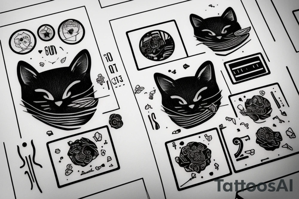 Black cat space tea books binary code tattoo idea Black cat space tea books binary code tattoo idea