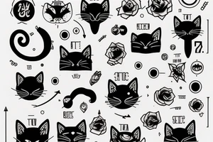 Black cat space tea books binary code tattoo idea