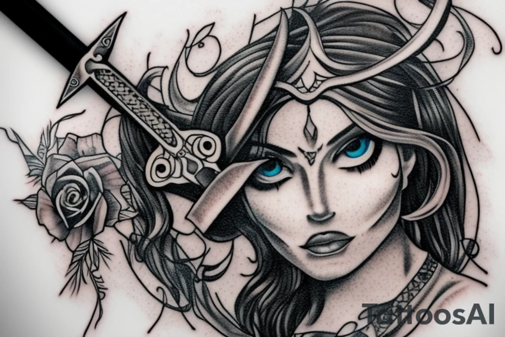 eyes and sword tattoo idea