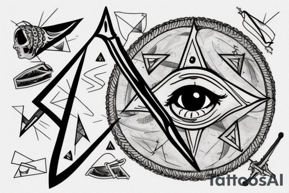 eye in a triangle 
and sword tattoo idea