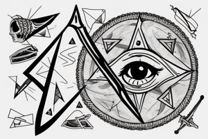 eye in a triangle 
and sword tattoo idea