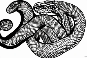 writhing snake on the hand with small details around it tattoo idea