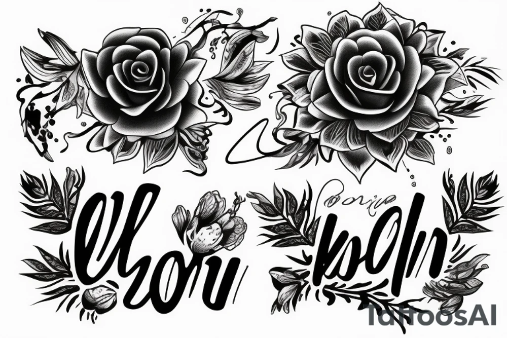 Flower with the name Zion on it tattoo idea