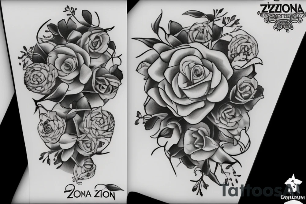 Flower with the name Zion on it tattoo idea
