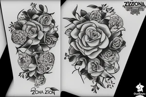 Flower with the name Zion on it tattoo idea