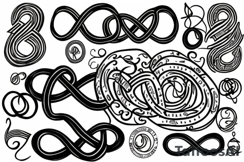 Infinity symbol with the name Zion and Brooklyn on either end tattoo idea