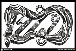 Infinity symbol with the name Zion and Brooklyn on either end tattoo idea