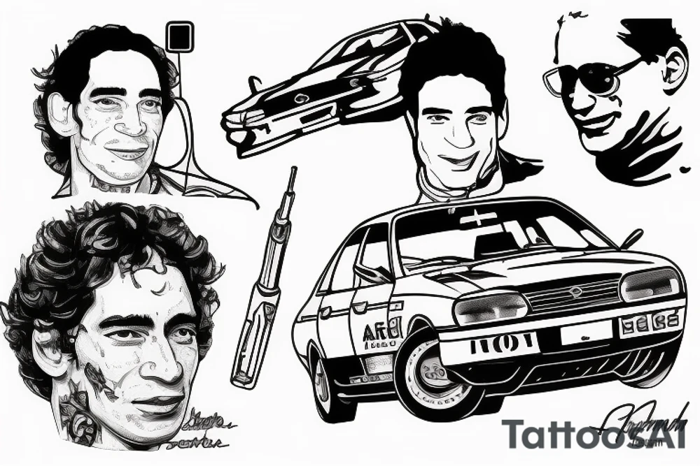 Ayrton senna opel omega A ak47 tattoo idea