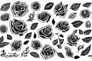 rose with kakê text tattoo idea