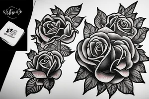 rose with kakê text tattoo idea