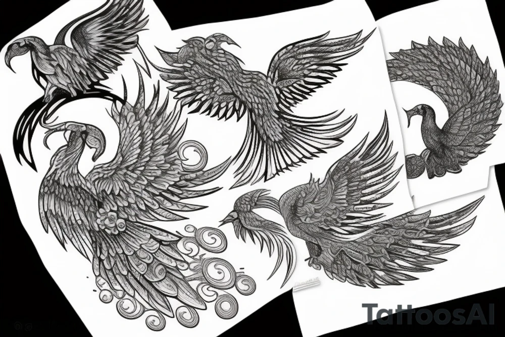Phoenix feminine tattoo idea
