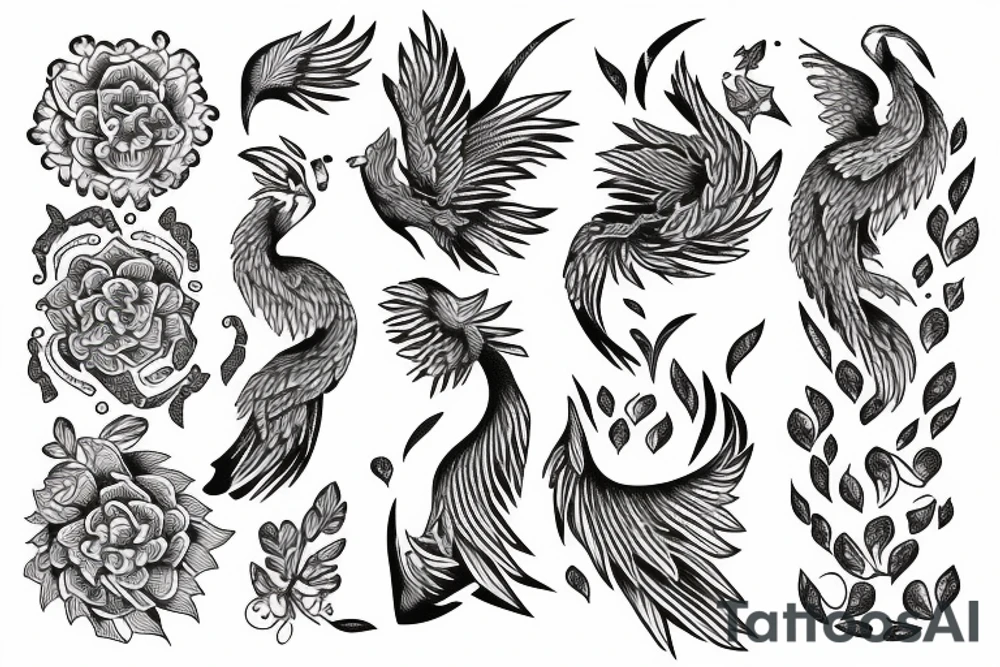 Phoenix feminine tattoo idea