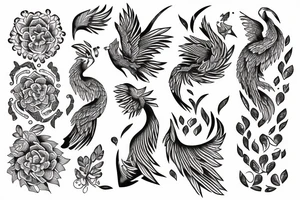 Phoenix feminine tattoo idea