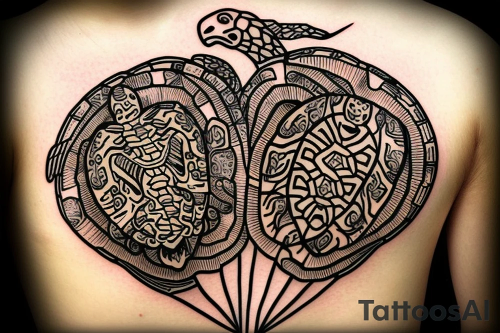 complete a tattoo where A turtle and a felling tattoo idea