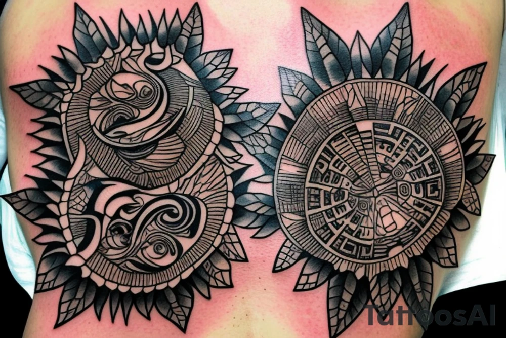 complete a tattoo where A turtle and a felling tattoo idea