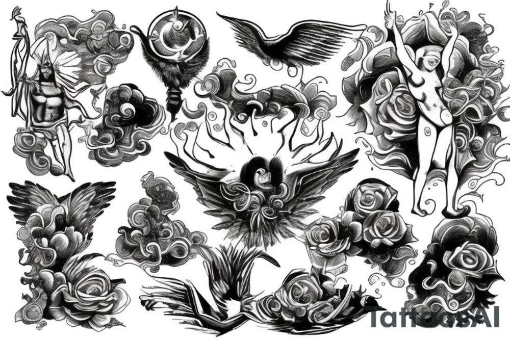 God waving human tattoo idea