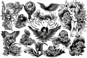 God waving human tattoo idea