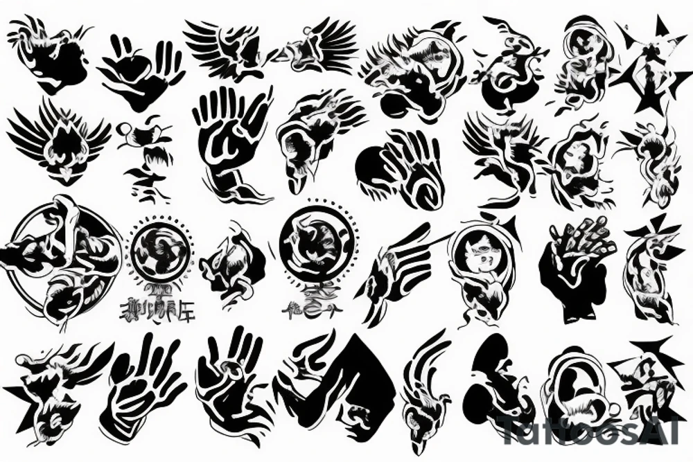 God waving human tattoo idea