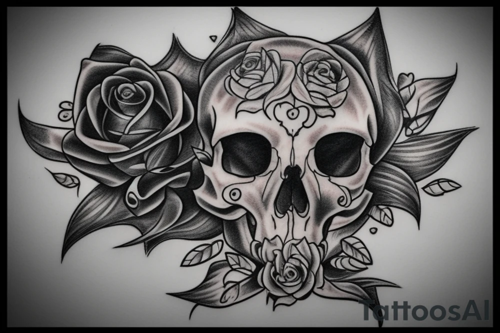 Race horse rose skull star tattoo idea