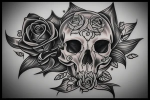Race horse rose skull star tattoo idea