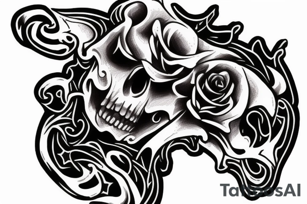 Race horse rose skull star tattoo idea