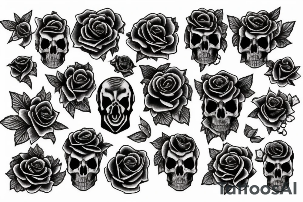 horse rose skull star tattoo idea